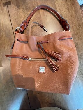 Dooney & Bourke Pebbled Leather Shoulder Bag in Cognac
